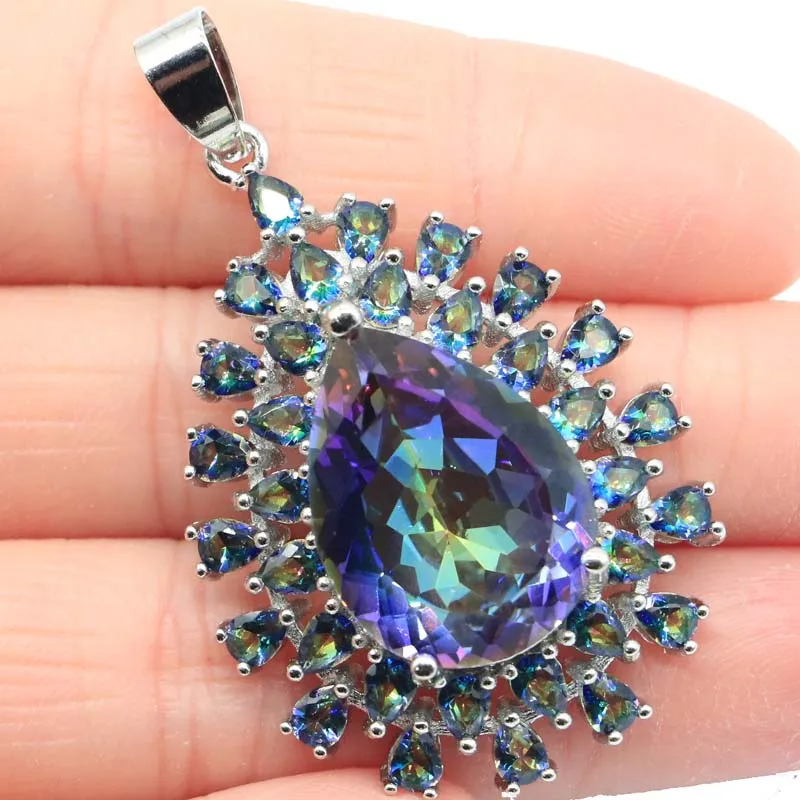 

Женский кулон из серебра 925 пробы, с великолепным красным топазом, голубым топазом