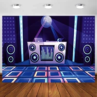 Purple Stage Photography Backdrop Modern Studio Microphone Music Background For Dance Disco Party Wall Art Decorations