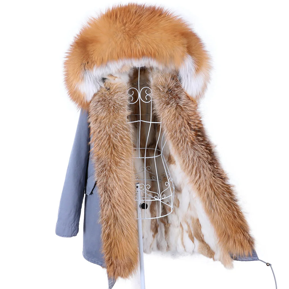 Maomaokong 2022 New Winter Rabbit lining Jacket Women Long Parka Waterproof Big Natural Real Fox Raccoon Fur Collar Hood Warm