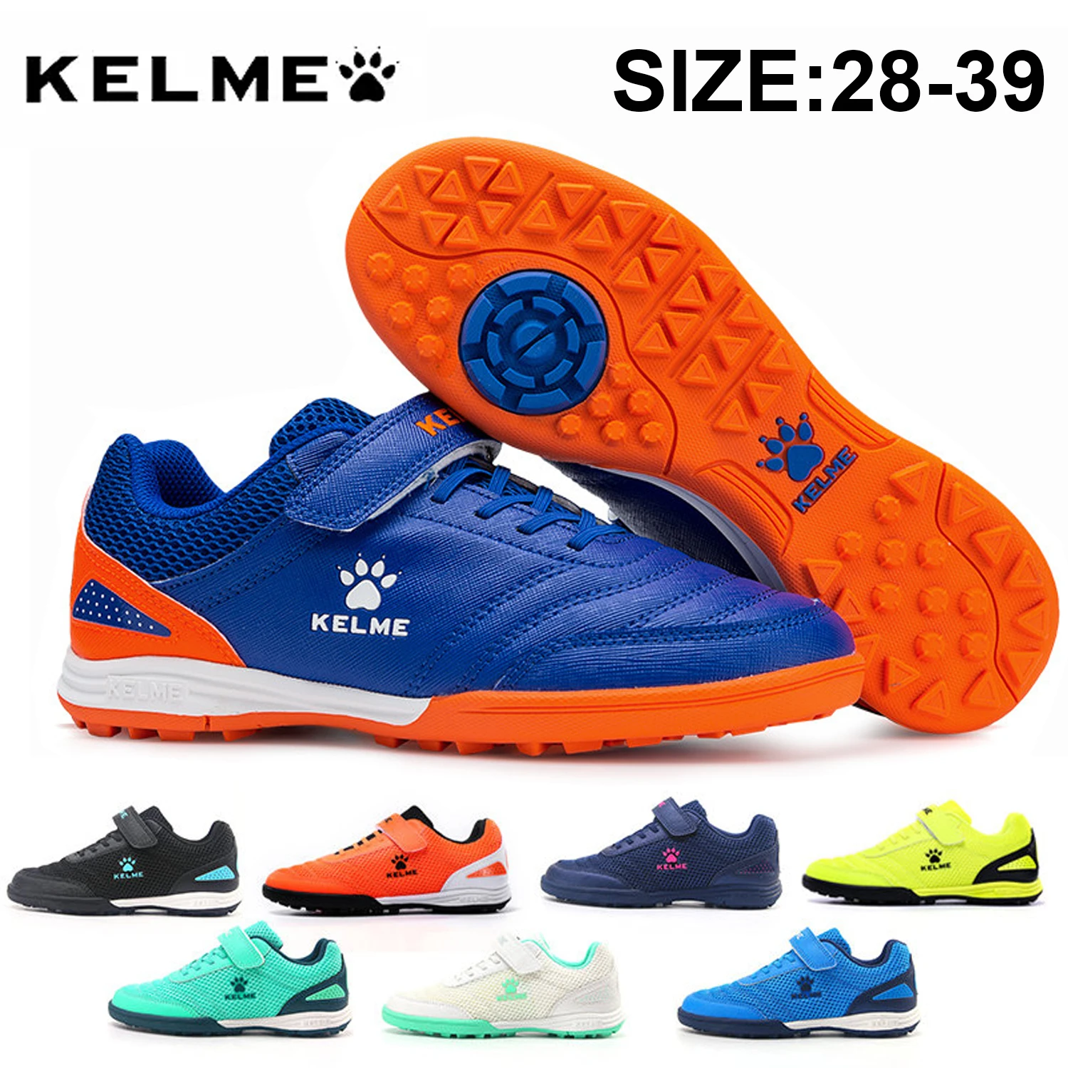 KELME TF Soccer Shoes Girl's Football Training Shoes Professional Sneakers Comfortable Non-slip Outdoor Boy's Sneakers 6873003