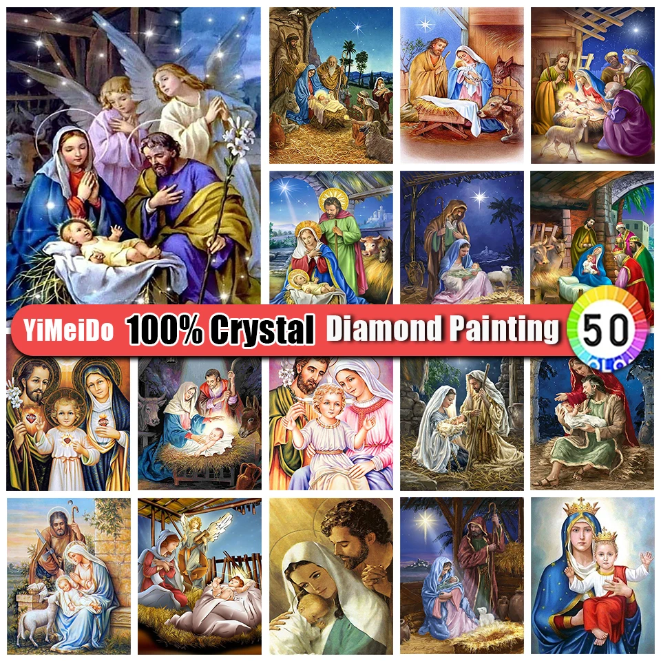 

YiMeiDo 100% Crystal Diamond Painting Virgin Religion Art Diy Full Drill Diamond Embroidery Portrait Rhinestone Mosaic Pictures