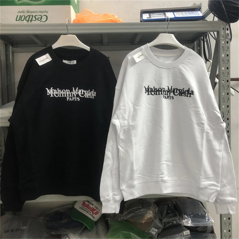 

Embroidery MM6 Margiela Sweatshirts Men Women Oversize Top Quality White Black Crewneck