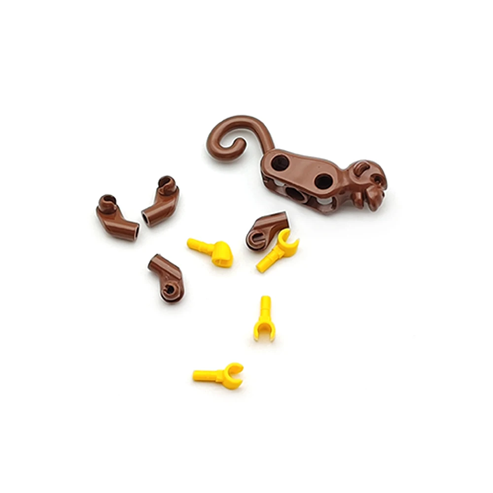 5 шт. MOC животные строительные блоки коричневые обезьяны лес джунгли пасторальная