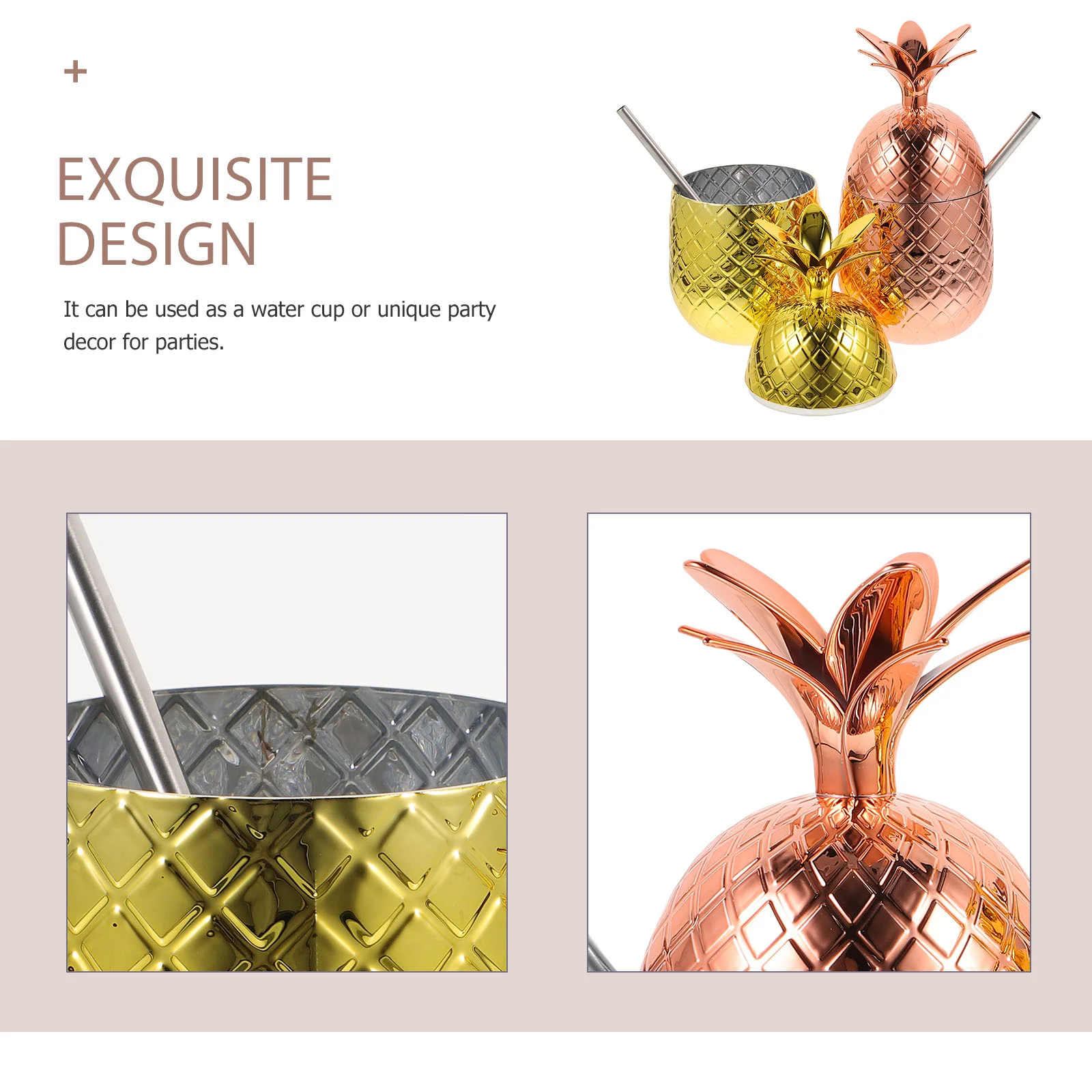2 комплекта ананасовых чашек с соломенными стаканами для коктейлей вечерние