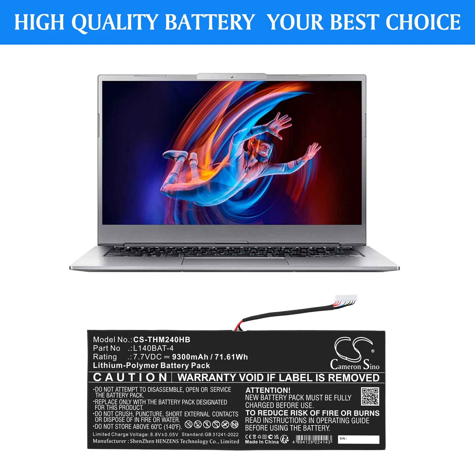 Фото Сменная батарея для ноутбука 7.7V 9300mAh для Schenker VIA 14 Late 2020, Work 17 Tiger Lake-H, для Thunderobot MixBook Air №1