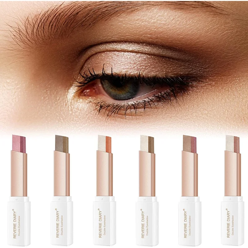 

6 Colors Glitter Lazy Eyeshadow Stick Double Colors Gradient Glamorous Eye Makeup Waterproof Shimmer Korean Eye Shadow Stick