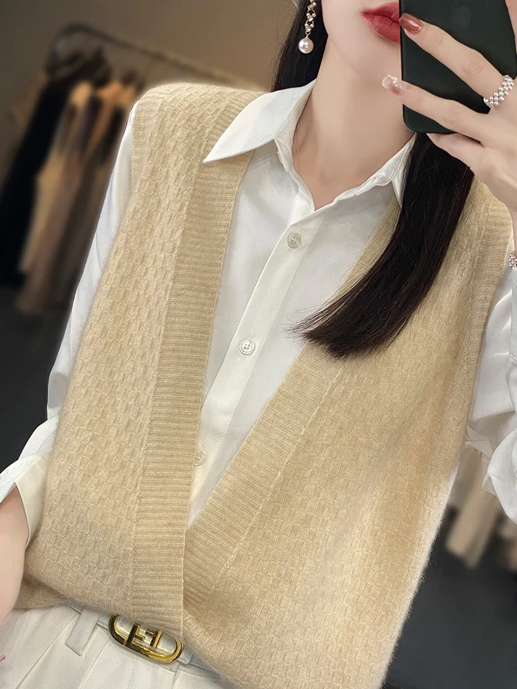 

Женская одежда, жилет на весну/лето, новинка, вязаный Топ без рукавов с сердечком из 100% мериносовой шерсти, Повседневная Свободная куртка, корейская мода