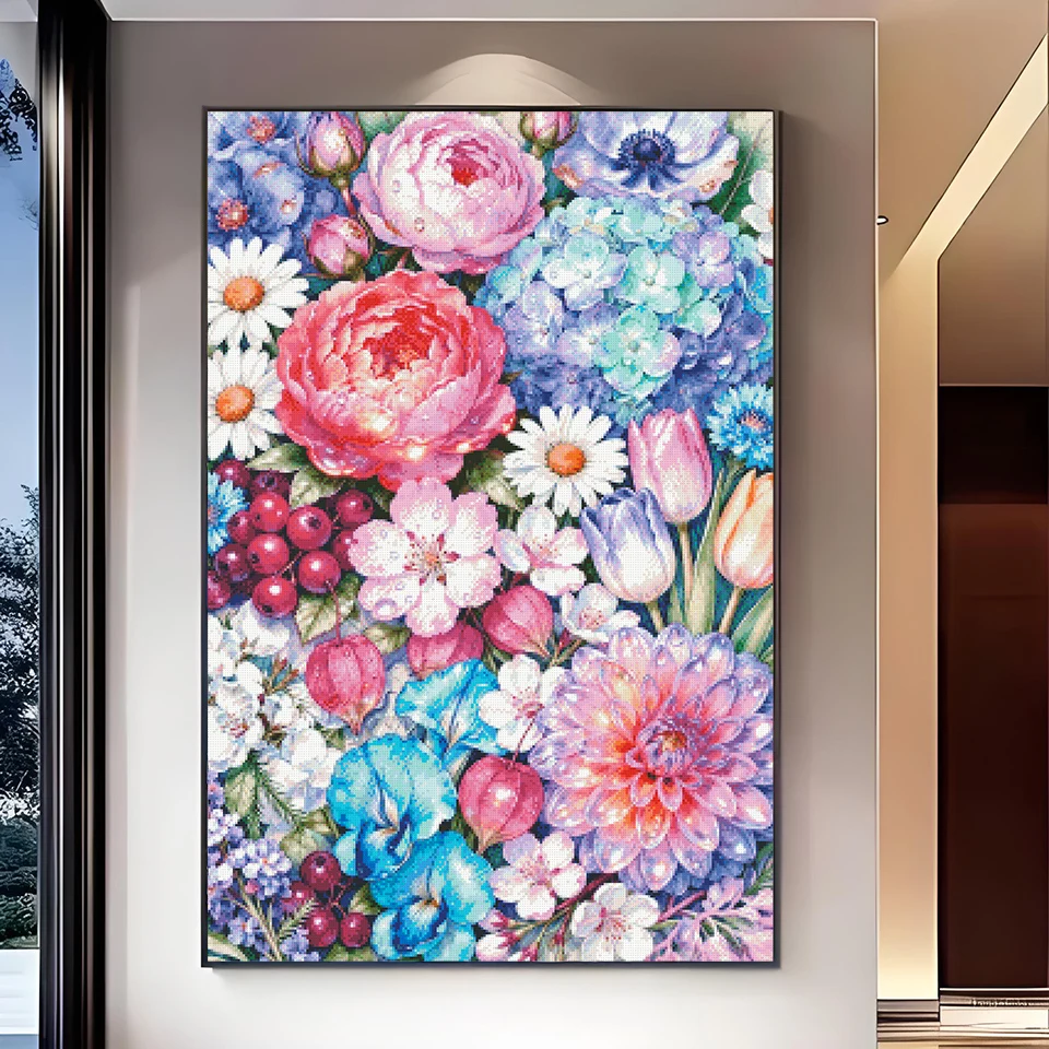 Фото Новинка! Набор для алмазной вышивки Flowers&Fruits 100% Fairy Dust Diamond Painting Kit: Полная вышивка, квадратные кристаллы, декоративные картины для дома №2