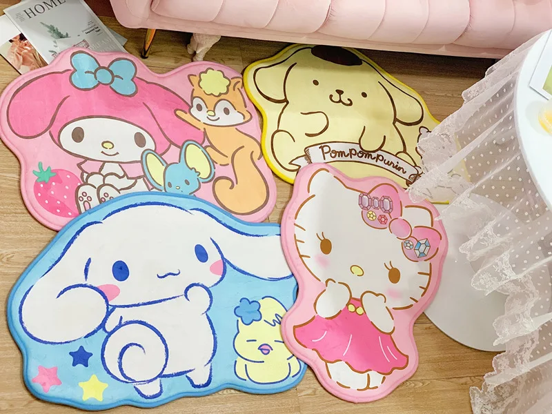 

Cartoon Melody Cinnamoroll Kulomi Plush Styling Floor Mat Bathroom Absorbent Pad Anti-slip Pad Cute Door Step Foot Mat