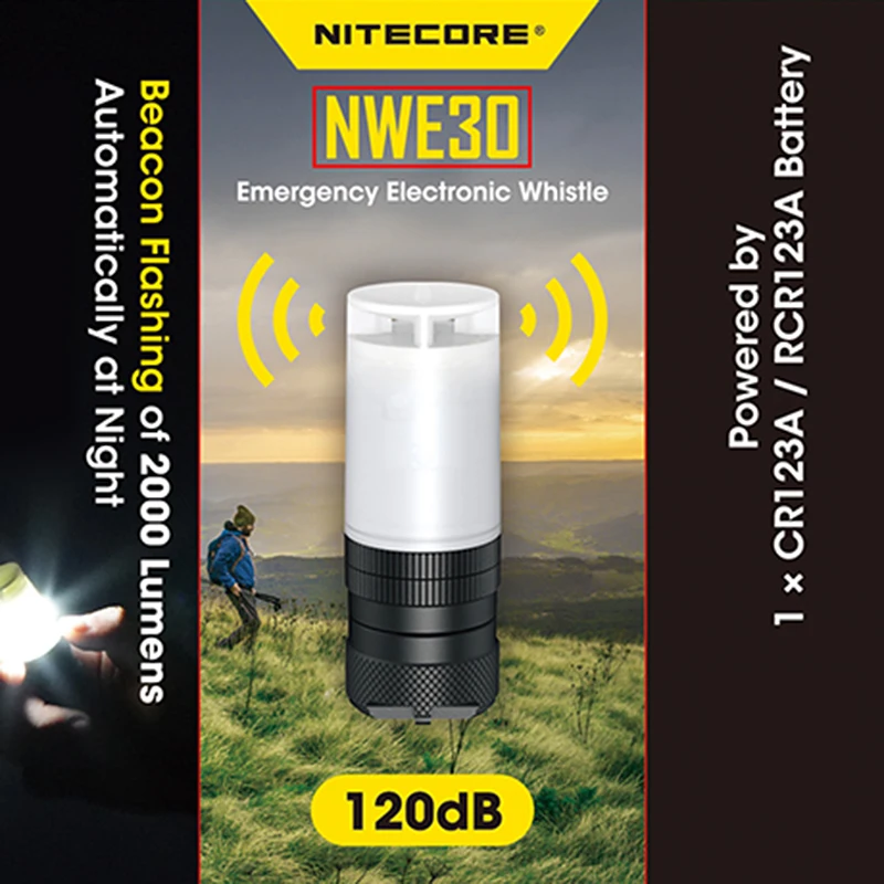 Аварийный электронный свисток NITECORE NWE30 2000 дБ 360 лм |