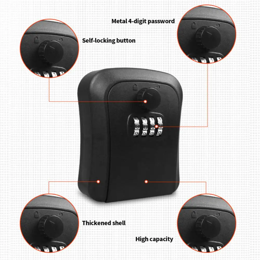 

Easy To Use High-quality Key Lock Box Waterproof Weather-resistant Secure Wall-mounted Key Safe Key Storage Box Durable Robust
