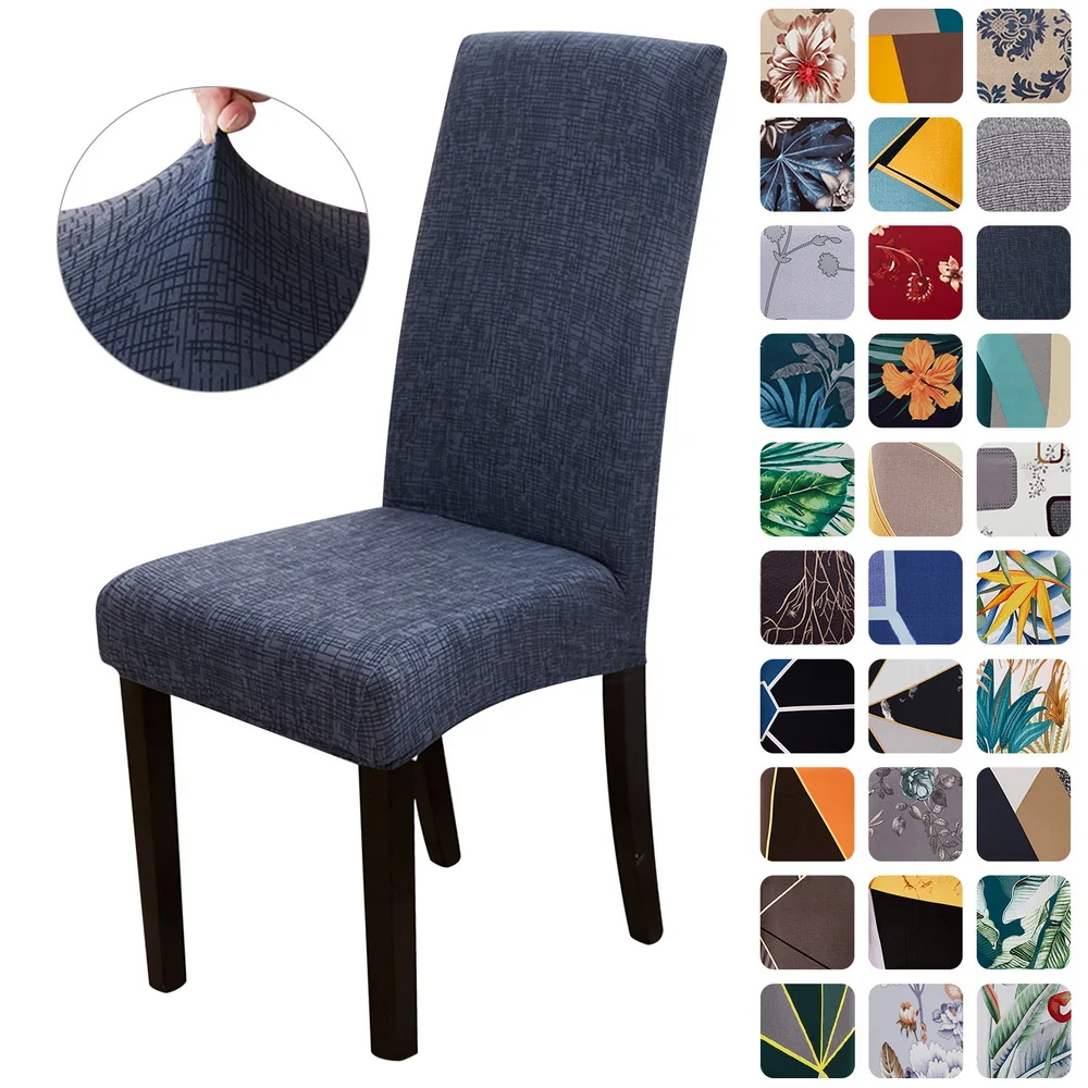 

Elastic Spandex Chair Cover Printed Dining Chair Cover For Wedding Banquet Restaurant Hotel Anti-dirty Removable Home Decor