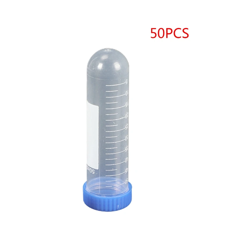 

50 Pcs Laboratory Centrifuge Tube 50ml Round Bottom Screw Lid Burette with Scale Plastic Test Tube for Biological Sample