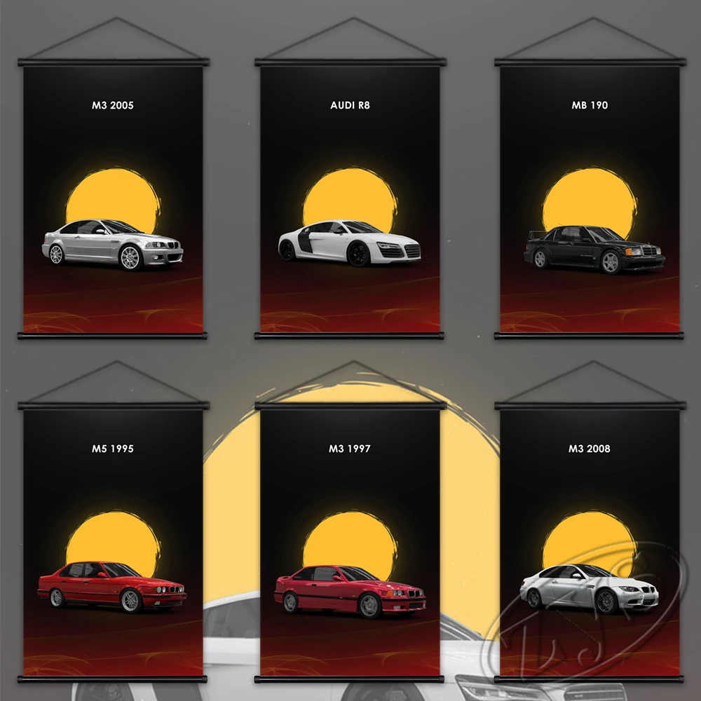 

Картина на холсте с изображением гоночной команды и автомобиля