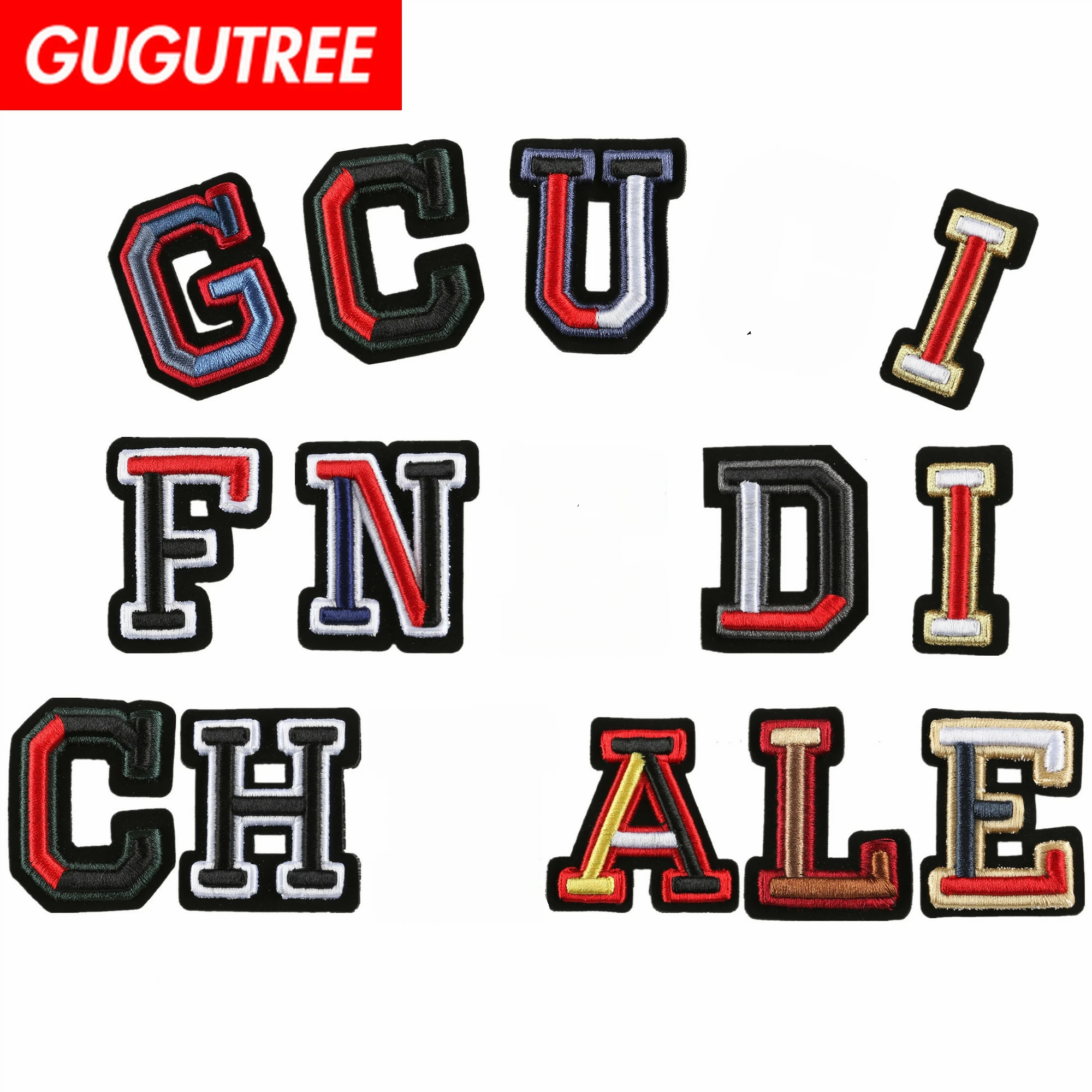 

GUGUTREE embroidery DIY alphabet patch letter badges applique patches for clothing FD-203
