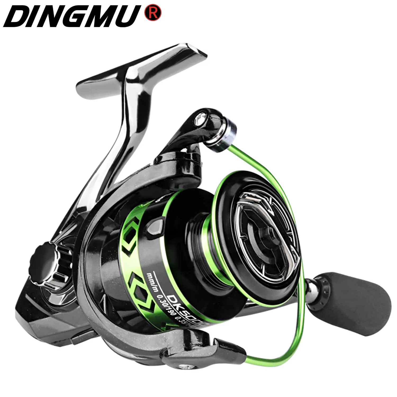New All-Metal Black Green Fishing Spinning Reel Metal Spool 2000-7000 Wheel 8-13KG Max Drag 5.2:1 For Saltwater