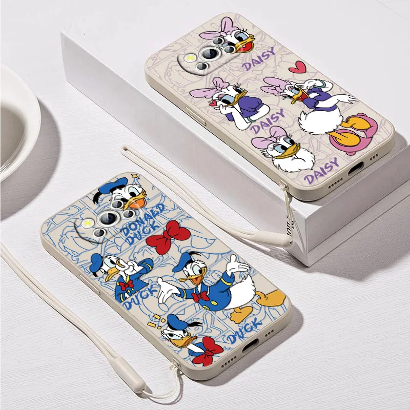 Фото Чехол для телефона Disney Lovely Donald Duck Daisy для Poco F6 X7 X2 X3 X4 X5 C3 M3 F3 F4 F5 M4 M5 C40 C55 NFC GT Pro Liquid Rope Funda №3
