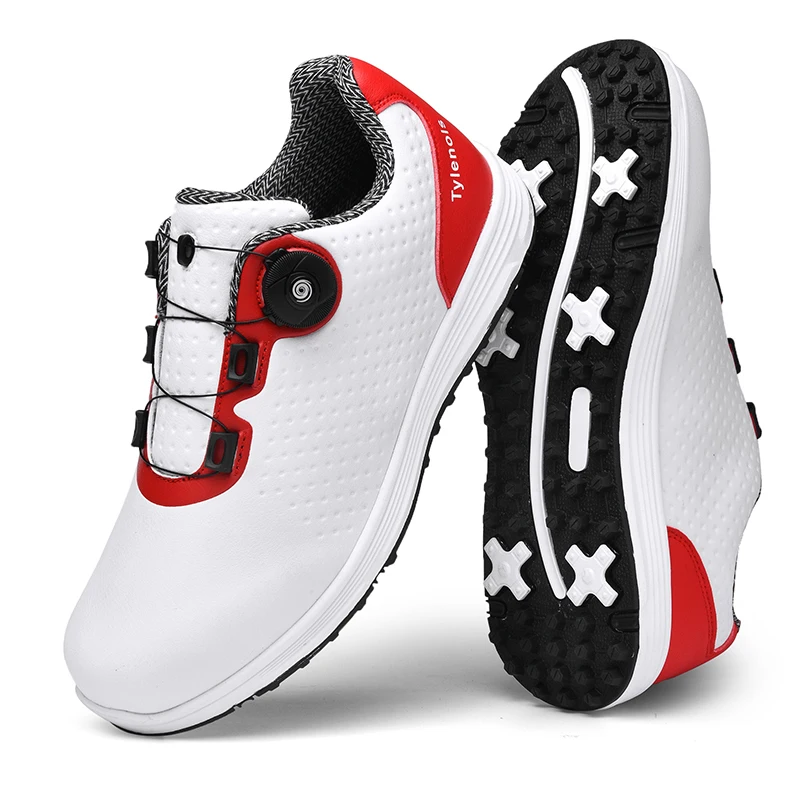 Professional Men's Golf Shoes Outdoor Grass Leisure Walking Golf Training Shoes Men's White Nail Free Golf Shoes Size 37-46