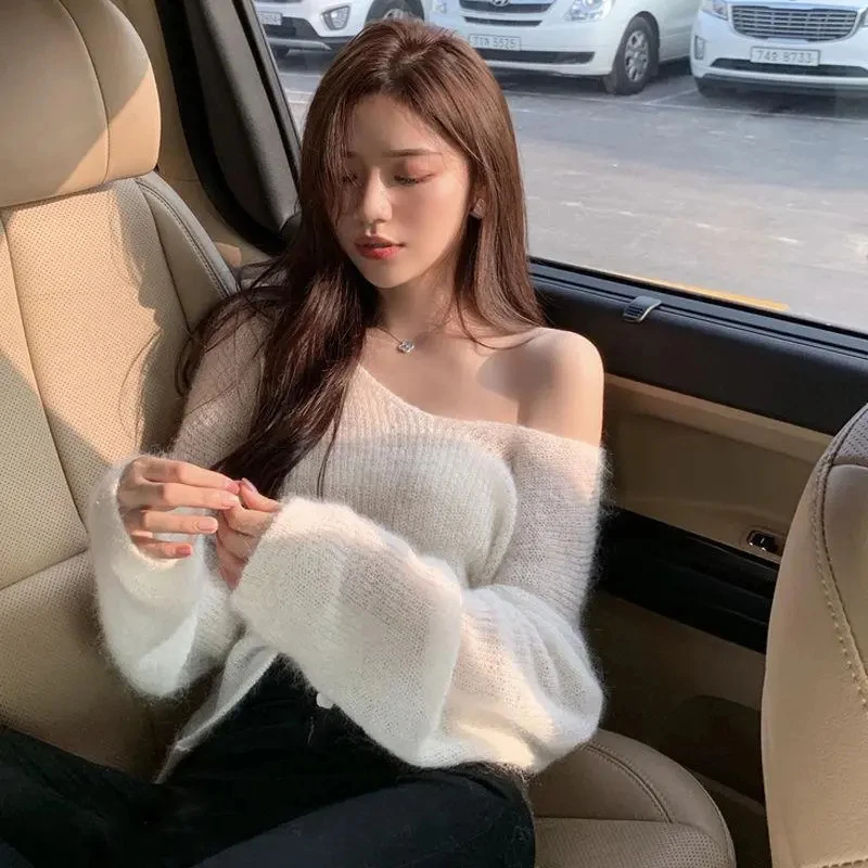 

Streetwear Sweater Women Korean Hollow Out Sun-Proof Knitted Pullovers Summer V Neck See Through Jumper Solid Knitwear New