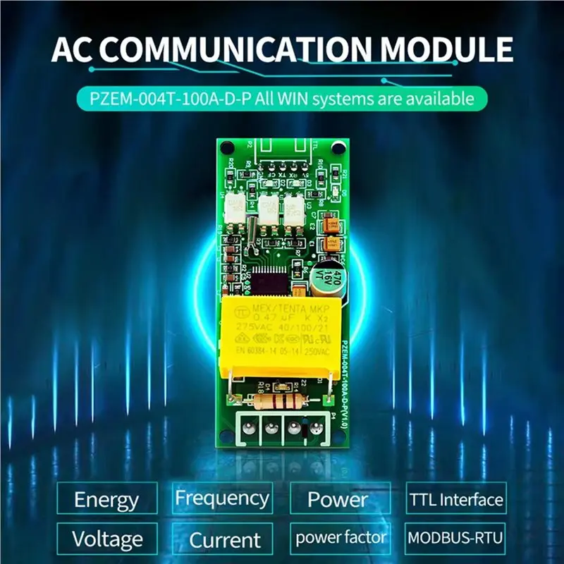 Фото Цифровой измеритель напряжения, тока и мощности DTEN-2X PZEM-004T AC с функцией измерения частоты, модуль TTL Serial Pin Array, №5