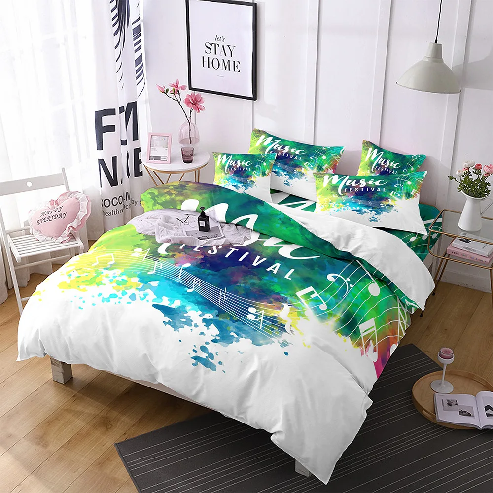 

Music Theme Polyester Set 3D Guitar Piano Bedding Set King Queen Twin Full Size for Kids Boys Girls Room Decoration Duvet Cover