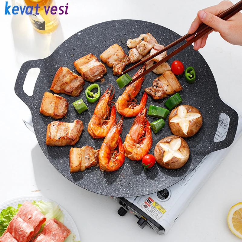

Maifan Stone BBQ Grill Pan Outdoor Camping Baking Pan Non-Stick Pancake Pan Multi-Purpose Plate for Picnic Barbecue Grill Tray