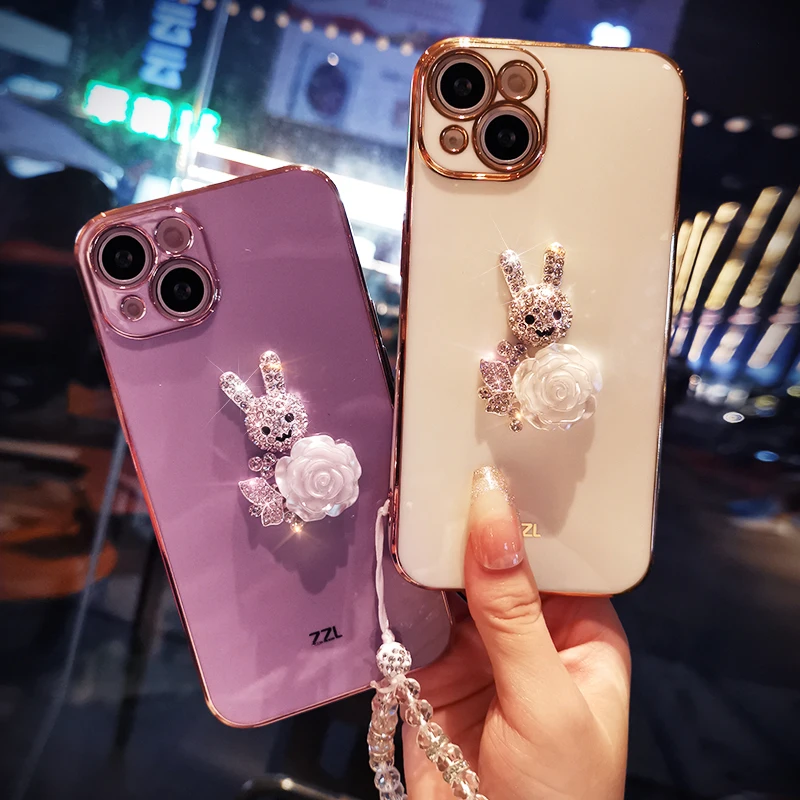 

Чехол для телефона с кристальным ремешком для IPhone 11, чехлы для телефона для женщин, роскошные чехлы для IPhone 11, 12, 13 Pro Max, инкрустированный брил...