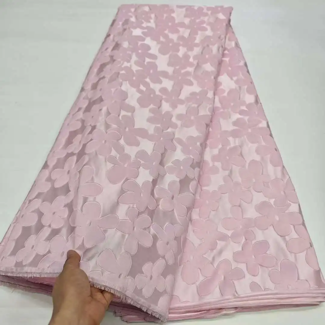 Новейшая французская жаккардовая кружевная ткань 2024 Высококачественная органза