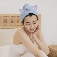 towels bathroom microfiber solid quickly dry hair hat home textile towel cute cartoon embroidery hair towel