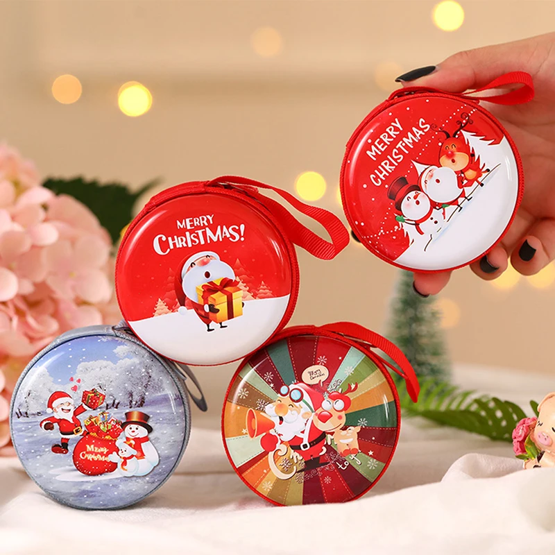 

Коробка для монет с Санта Клаусом, снеговиком, сумка для хранения наушников, украшение для рождественской елки, коробка для конфет, детские ...