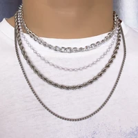 punk curb link chains necklace for women men beaded pearls chains collar necklace vintage party minimalist jewelry wholesale
