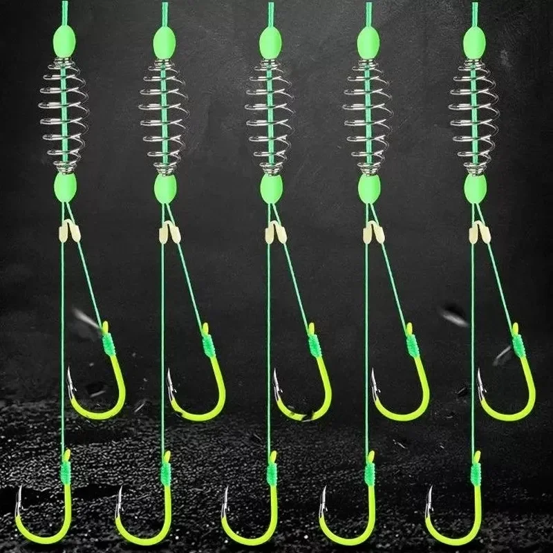 

5 Pcs/Set Double Hook Fishing Line Stainless Steel Barbed Carp Hooks Bait Feeder Spring Fish Hook Tools Accessories fishing