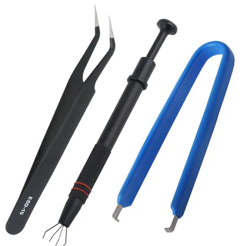 Антистатический зажим для удаления микросхем печатной платы с 4-зубцами, захват, инструмент для захвата, пинцет ESD для ремонта печатных плат компьютера