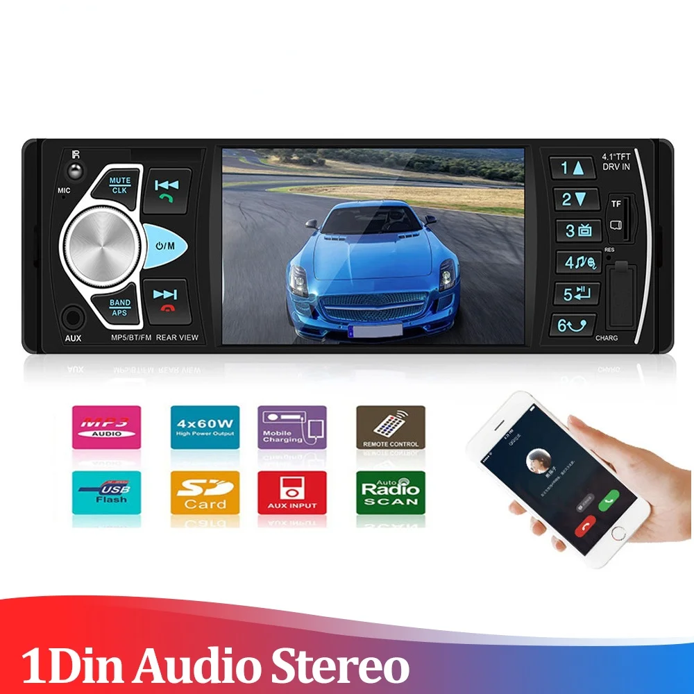 

Автомагнитола RYWER 4022D, 4,1 дюйма, 1DIN, USB, AUX, FM, BT