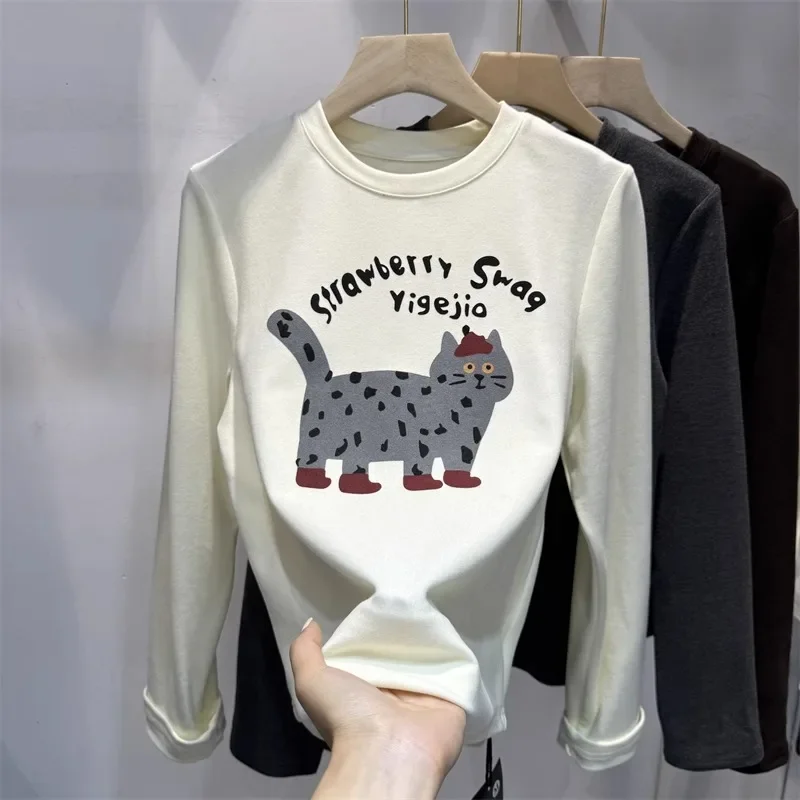 Осень/зима 2023 новый стиль мягкая двухсторонняя шлифовальная бархатная футболка