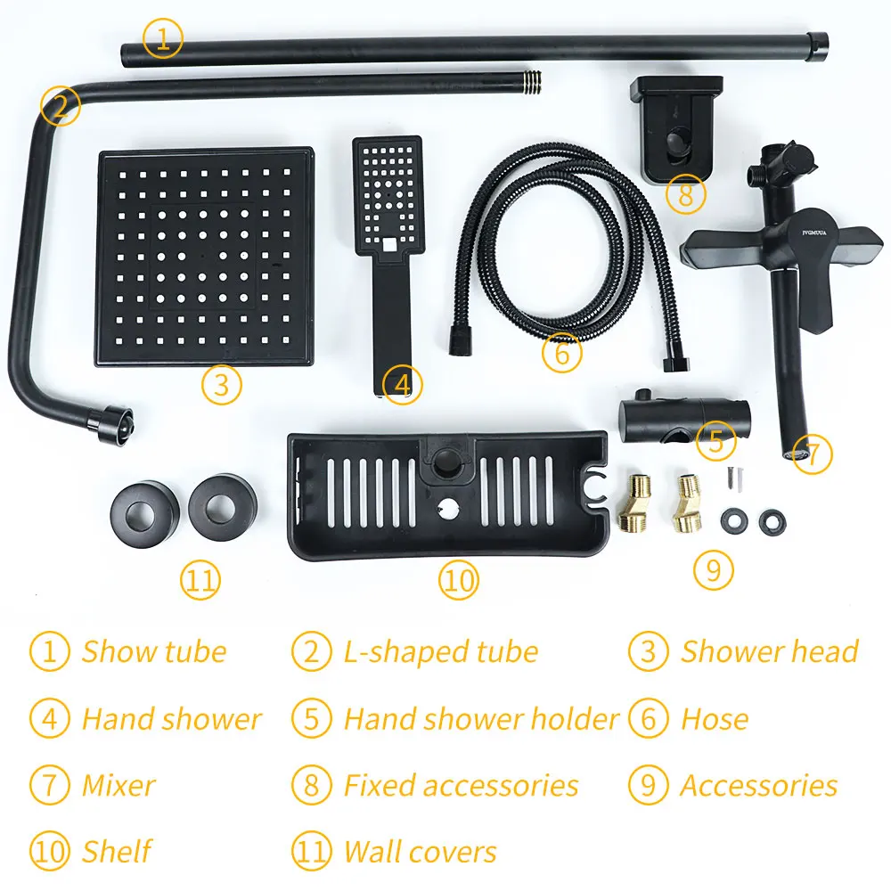 Bathroom Faucet Matt Black Rain Shower Bath Wall Mounted Bathtub Mixer Tap Cold Hot Water Control Set | Строительство и ремонт