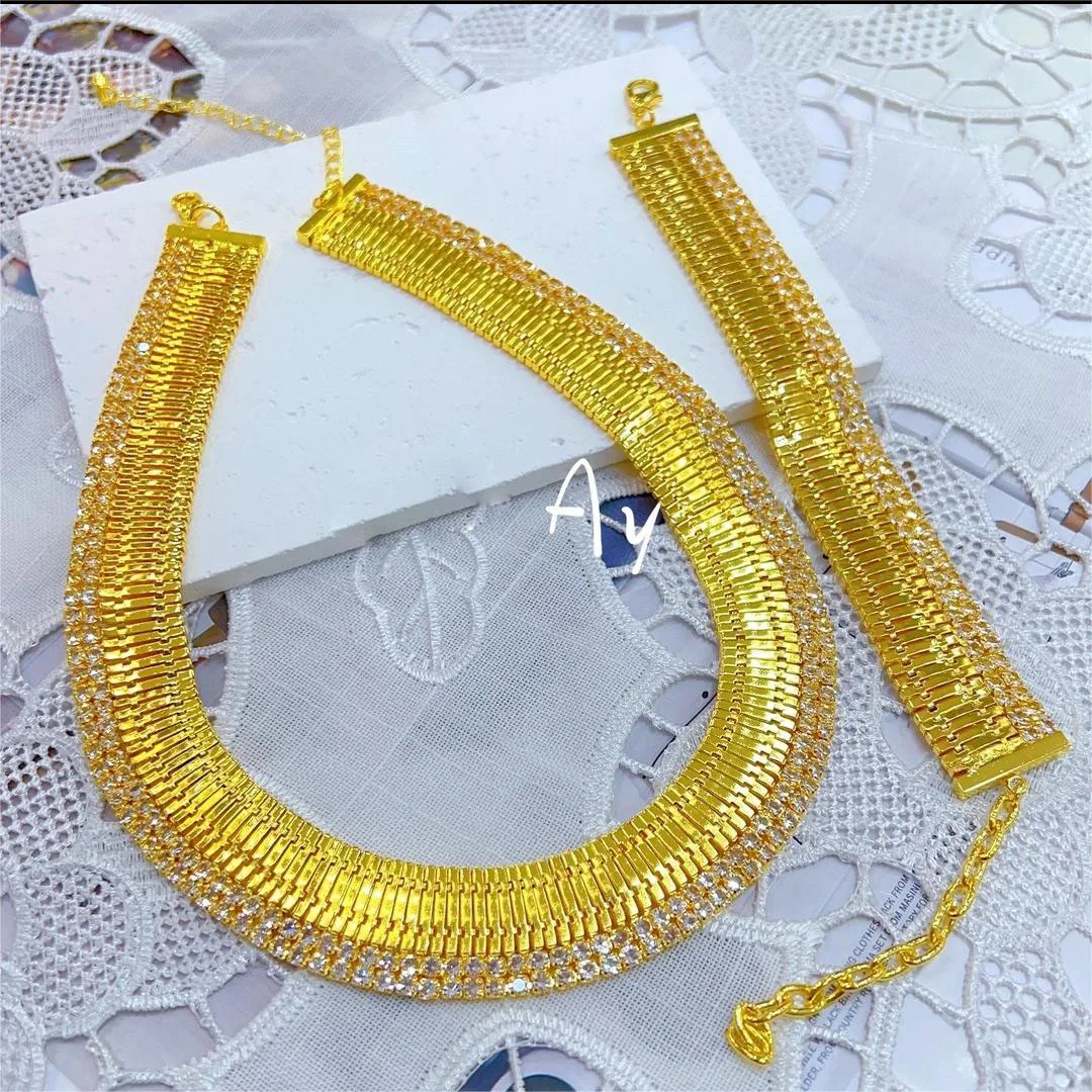 2024 Popodion Дубай новое ожерелье браслет из сплава для женщин Свадебная вечеринка