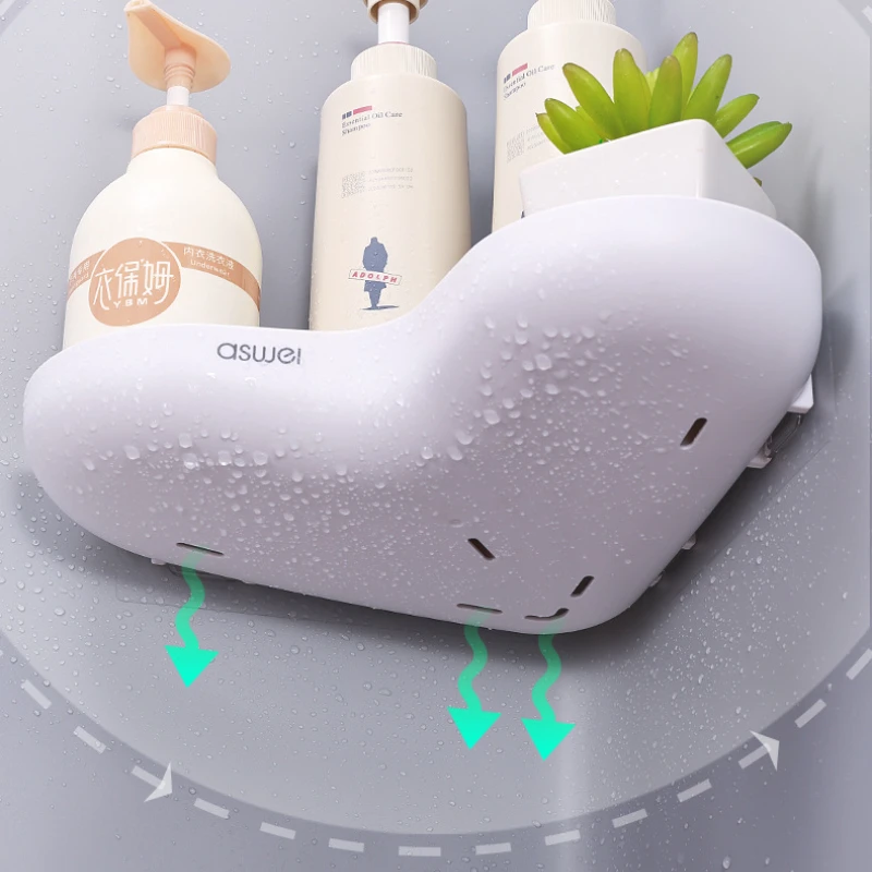 Настенный стеллаж для ванной комнаты без отверстий треугольная стеллажная полка