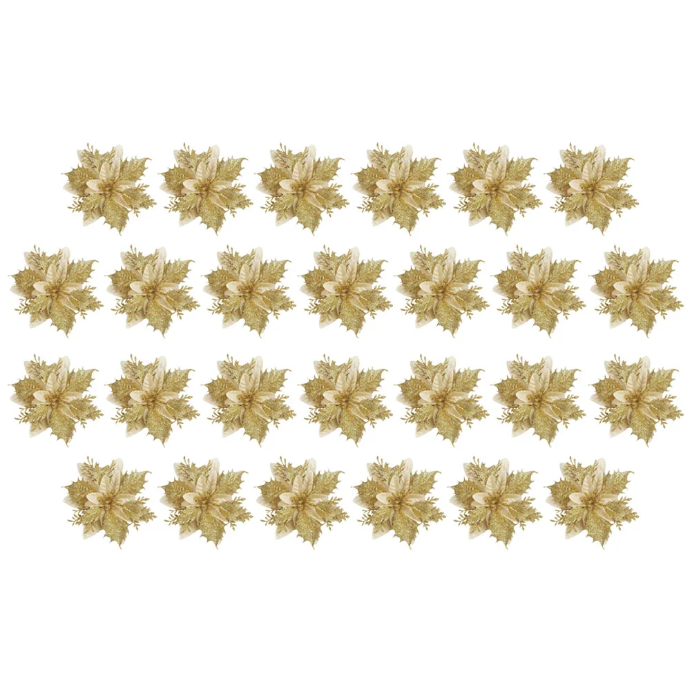 

Artificial Flower Christmas Xmas Poinsettia Decoration Flowers Decorative Decorations Glitter
