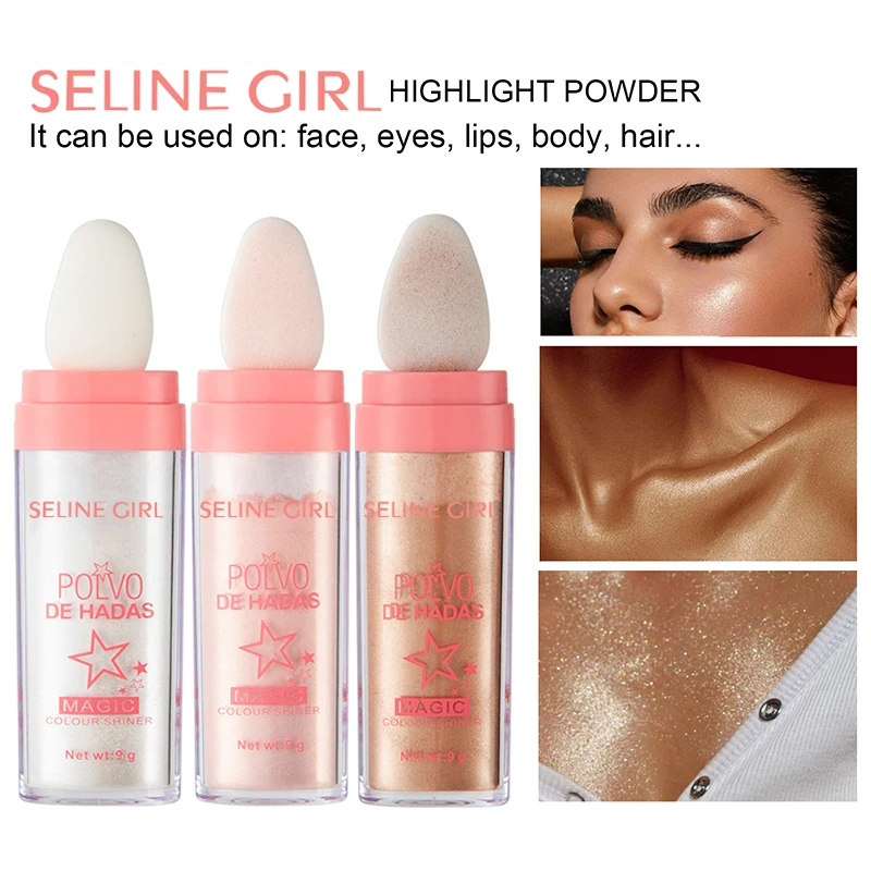 

3 цвета Макияж Лицо Шея Тело мерцающий Сказочный хайлайтер пудра Мерцающие Румяна легкий макияж осветляет тон кожи красота