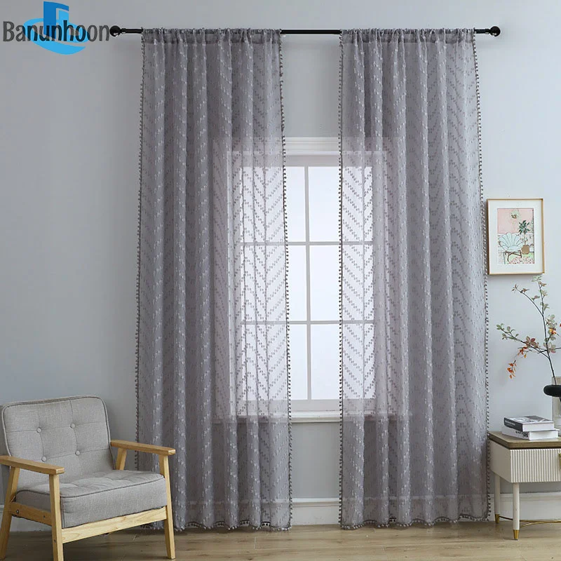 Европейские Серые волнистые 3D занавески для гостиной полузатемняющие тюлевые