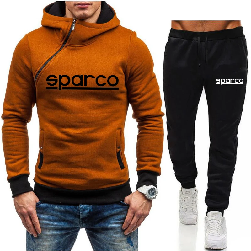 

SPARCO New Hooded Sweater Men's Autumn Winter Casual Sports Suit Long-Sleeved Men's Hooded Slim Fit Oblique Zipper Sweater