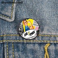 feminism collage printed pin custom funny brooches shirt lapel bag cute badge cartoon enamel pins for lover girl friends