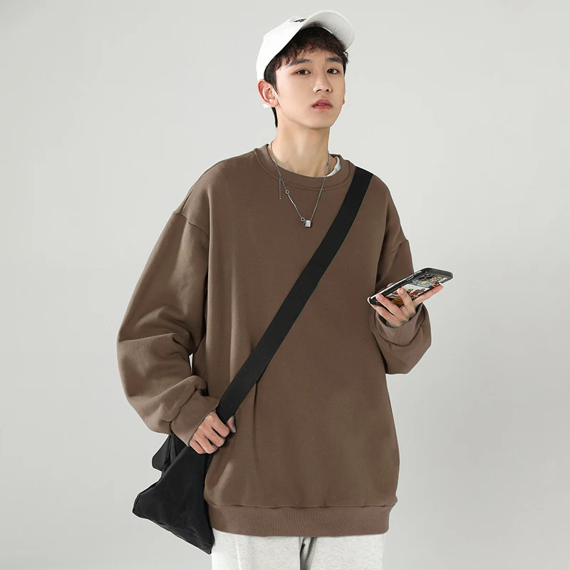 

Spring Autumn Men's Loose Sweatshitrs Soft Fabric O-neck Long Sleeve Tops Casual Basic Unisex Hoodies Male Pullovers Street