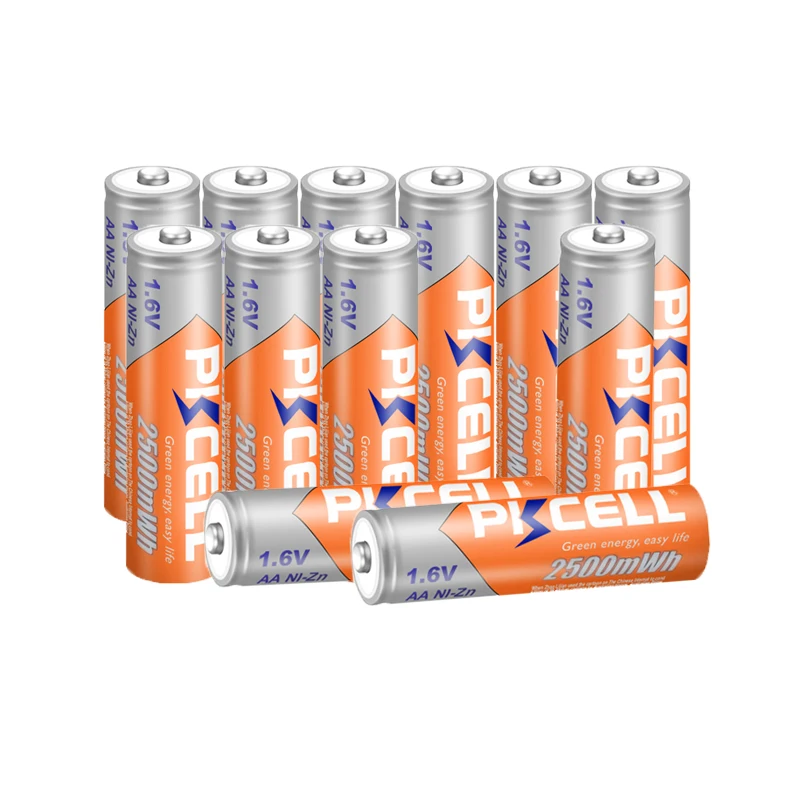 

12pcs/lot PKCELL AA Battery Ni-Zn 1.6V 2500mWh Nickel-Zinc in bulk AA Rechargeable Battery Batteries Baterias Bateria