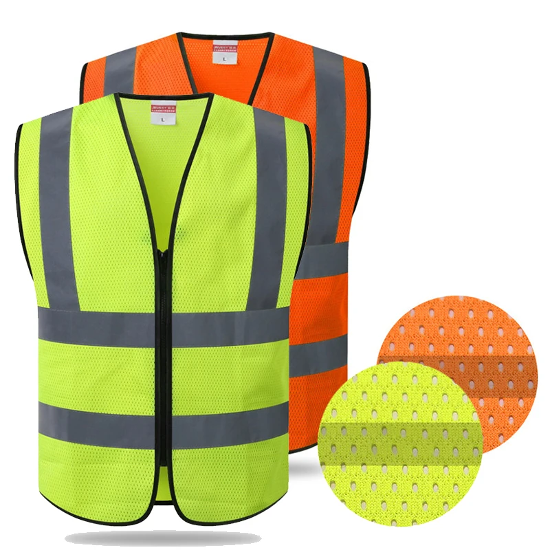

Mesh Security Safety Vest High Visibility Reflective Stripes Orange & Yellow