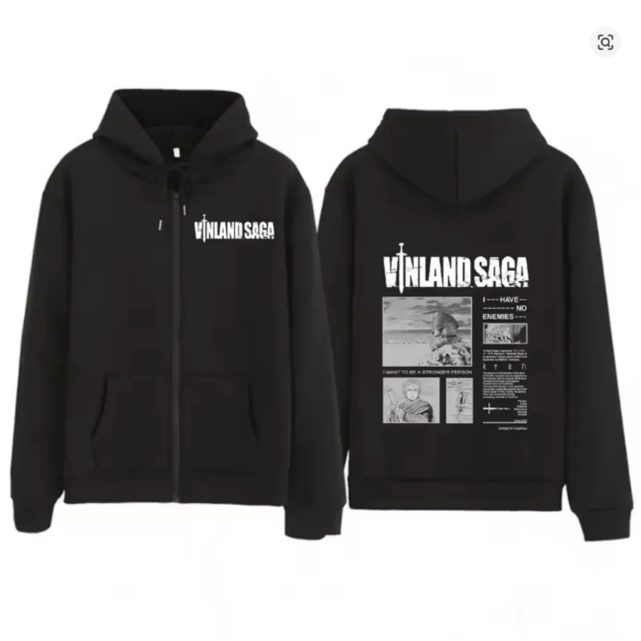 Худи на молнии в стиле аниме Vinland Saga для женщин и мужчин, толстовка в стиле Харадзюку, уличная одежда Y2K, хип-хоп, куртка с капюшоном на молнии Thorfinn Karlsefni (art.: 3920db2e5fe87) - 3920db2e5fe87