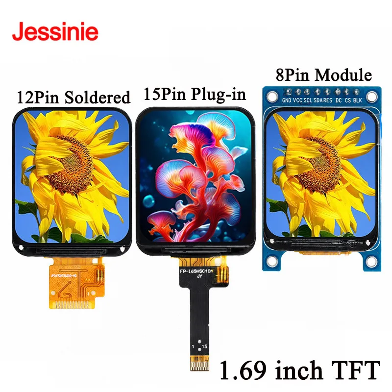 Фото 1,69-дюймовый TFT HD IPS LCD дисплей, 1,69'' драйвер ST7789, последовательный интерфейс SPI, модуль с полной цветопередачей 240x280, экран без корпуса, 12-контактный, 15-контактный. №1