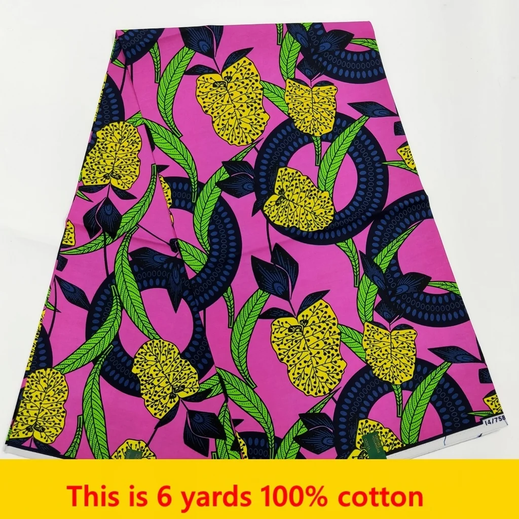 

New Guaranteed Veritable 100% Original Real Wax Ankara Fabric 2022 African Print Fabric For Wedding Dress Tissus Coton 6Yards