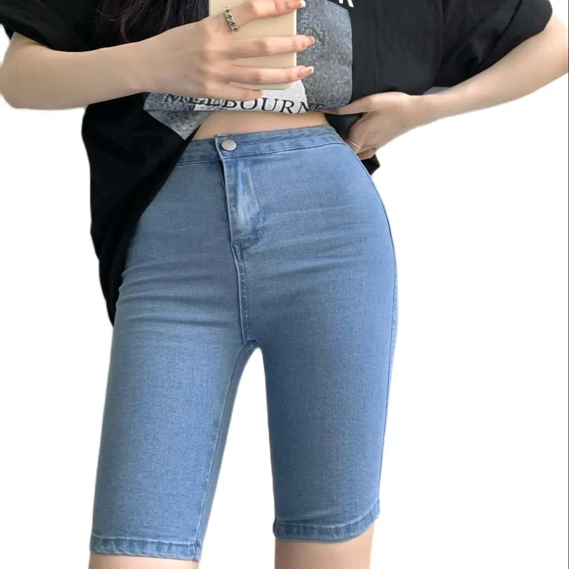 New Cotton Elastic Denim Shorts 2022 